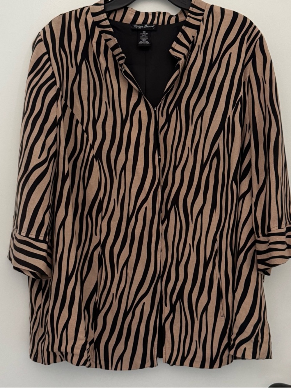 Maggie Barnes Taupe and Black Zebra Print Jacket